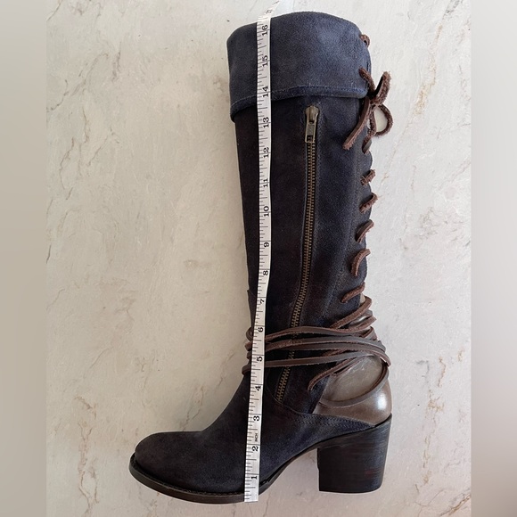 FREEBIRD by STEVEN Knee-High Distressed Blue & Brown Suede Boots, Size 8 EUC - Picture 12 of 16
